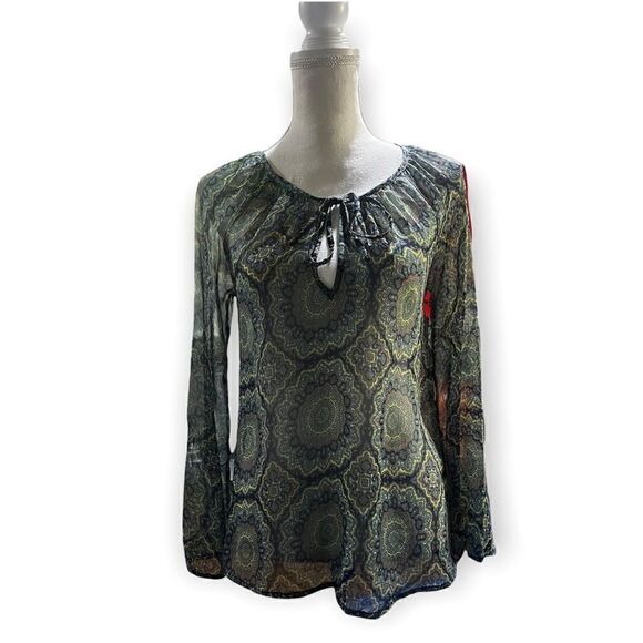 O’NEILL SHEER LONG SLEEVE TIE NECK BLOUSE SIZE SMALL - Picture 13 of 13